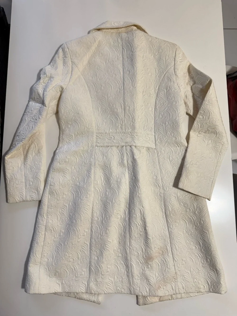 Womens Cream Textured Button-Front Coat - Picture 9 of 11